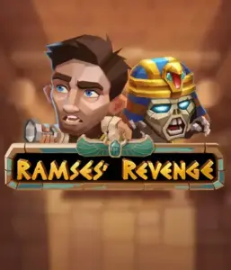 Uncover the ancient world of Ramses' Revenge slot by Relax Gaming, showcasing a surprised explorer and a menacing mummy set against an Egyptian tomb backdrop. This graphic portrays the excitement of Egyptian archaeology, ideal for those interested in historical adventures, providing a gripping adventure. 